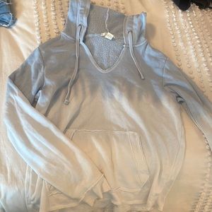 White and blue tie-dye sweatshirt